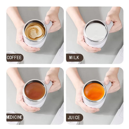 380Ml Coffee Mug Automatic Self Stirring Milk Fruits Mixing Cup Electric Stainless Steel Lazy Rotating Mug Magnetic Stirring Cup