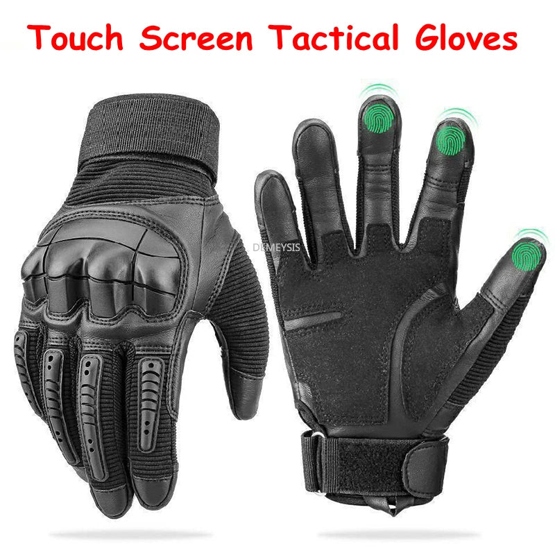 Touch Screen Full Finger Tactical Gloves Military Hard Knuckle Glove for Airsoft Combat Work Driving Riding Hunting Gloves Men